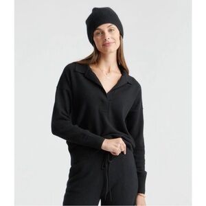 Quince Women's Black Mongolian Cashmere Collared Polo Pullover
Sweater sz M EUC